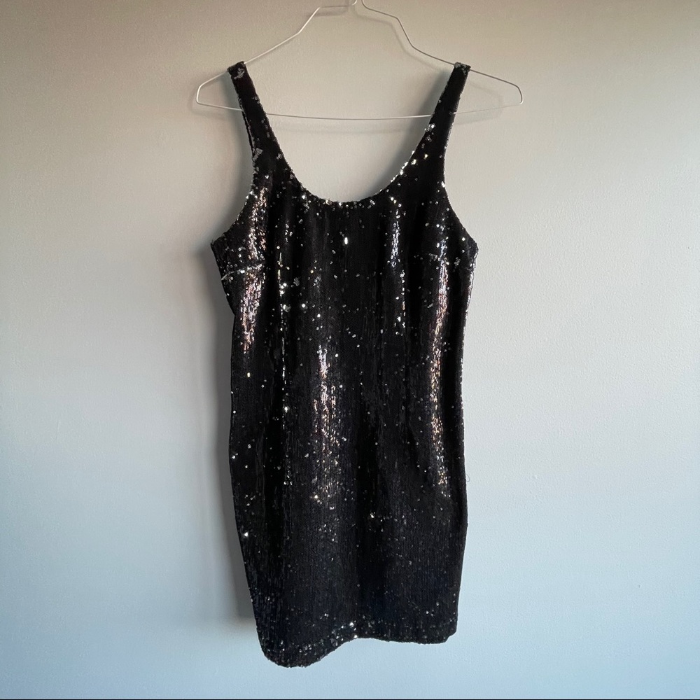 Black Sequin Mini Dress